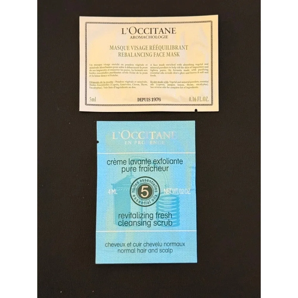 L'Occitane Aromachologie Face Mask & Revitalizing Cleansing Scrub Sample Lot 2pc